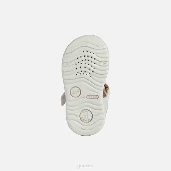 8ZHJ1477 sivobiela/strieborná Geox sandále macchia dievčatko