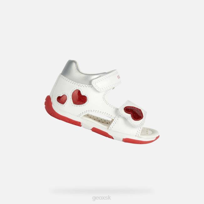 8ZHJ2014 biela/červená Geox sandále tapuz dievčatko