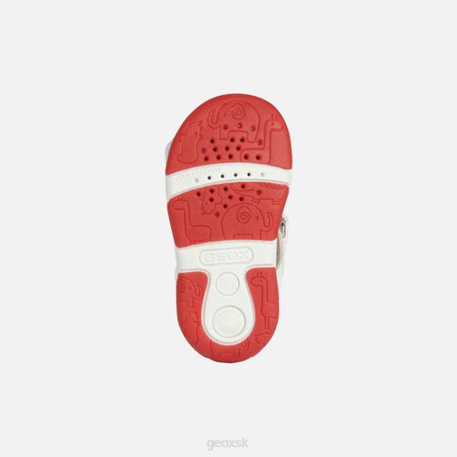 8ZHJ2014 biela/červená Geox sandále tapuz dievčatko