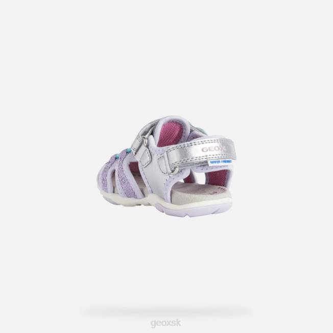 8ZHJ1595 striebro/orgován Geox sandále agasim batoľa