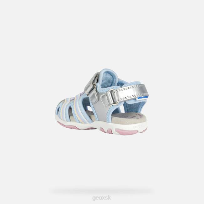 8ZHJ2013 striebro Geox sandále flaffee batoľa