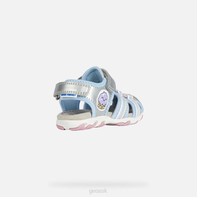 8ZHJ2013 striebro Geox sandále flaffee batoľa