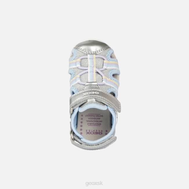 8ZHJ2013 striebro Geox sandále flaffee batoľa