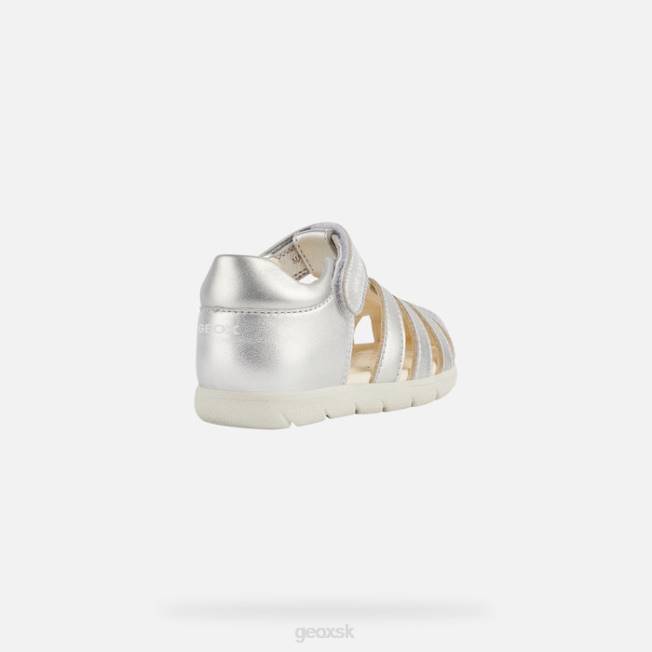 8ZHJ2036 striebro Geox sandále allul batoľa