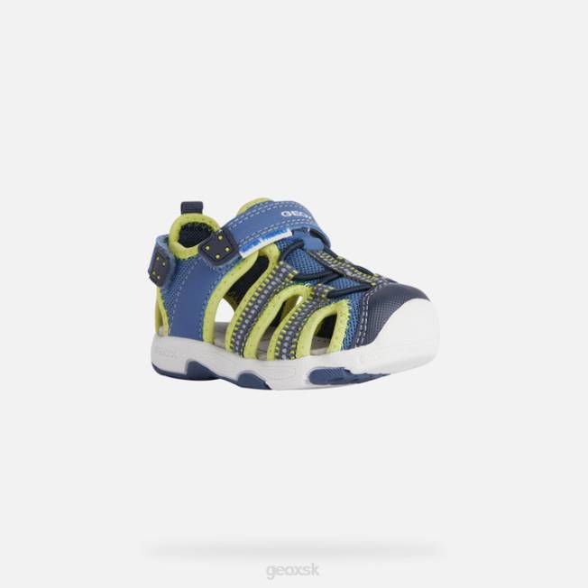 8ZHJ1433 svetlomodrá/limetková Geox sandále mnohopočetné batoľa