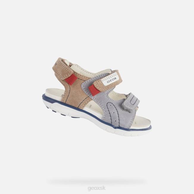 8ZHJ1629 šedá/béžová Geox sandále Dillí batoľa