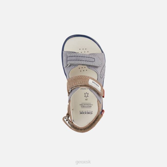 8ZHJ1629 šedá/béžová Geox sandále Dillí batoľa