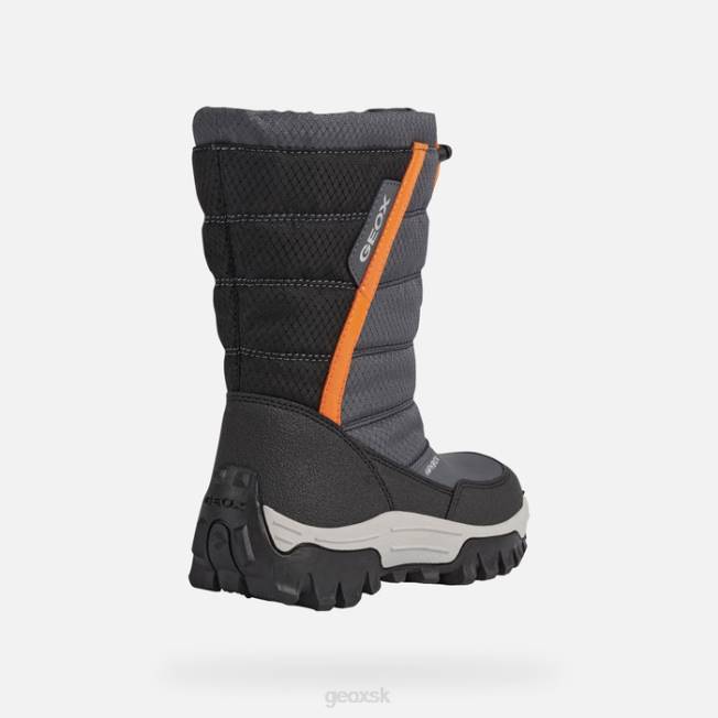 8ZHJ1161 tmavo šedá/oranžová Geox himalaya abx junior
