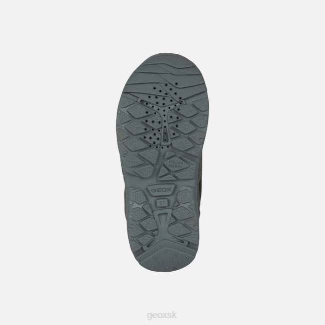 8ZHJ1296 tmavo zelená/červená Geox sentiero abx chlapec