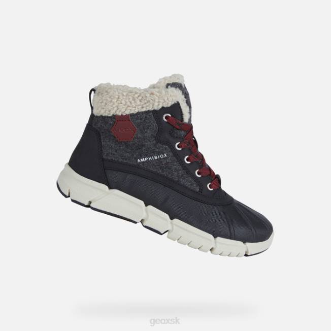 8ZHJ1990 tmavo šedá/bordó Geox flexyper abx chlapec