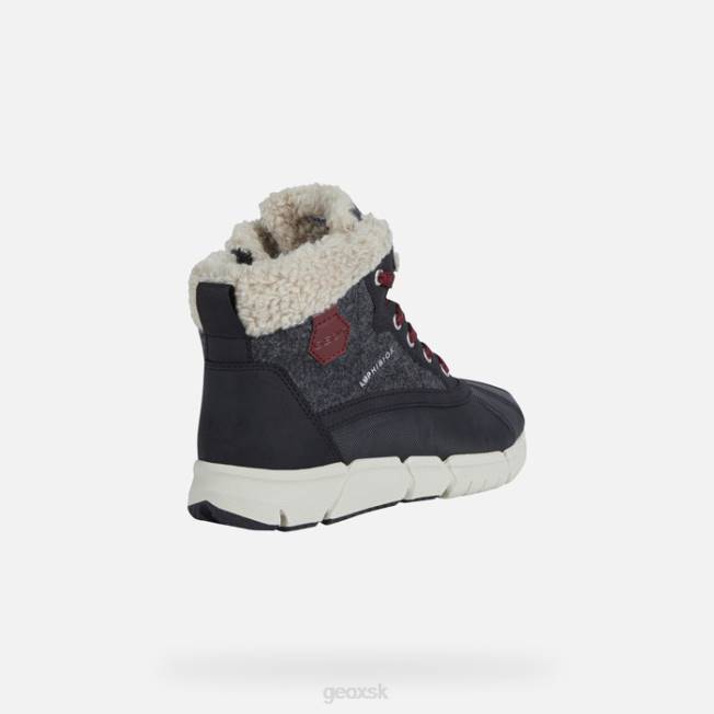 8ZHJ1990 tmavo šedá/bordó Geox flexyper abx chlapec