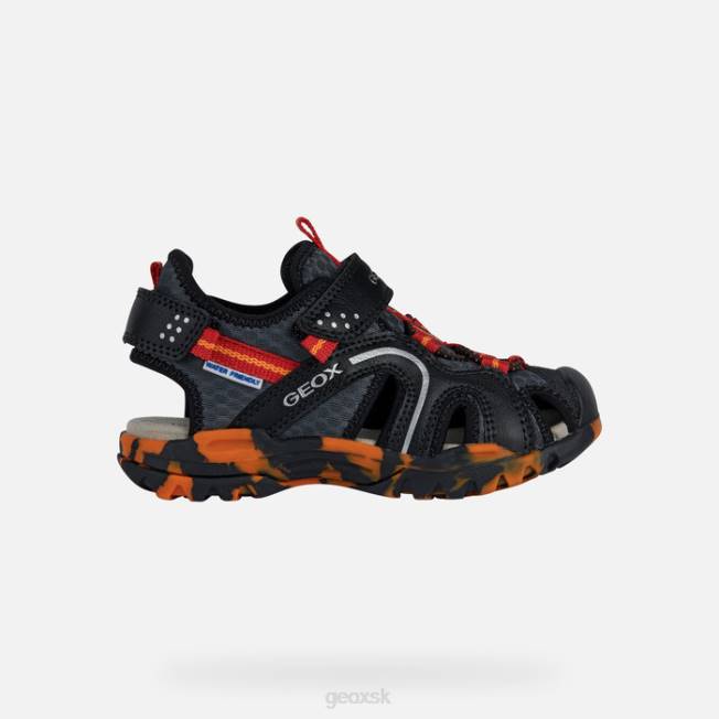 8ZHJ1279 čierna/červená Geox borealis chlapec