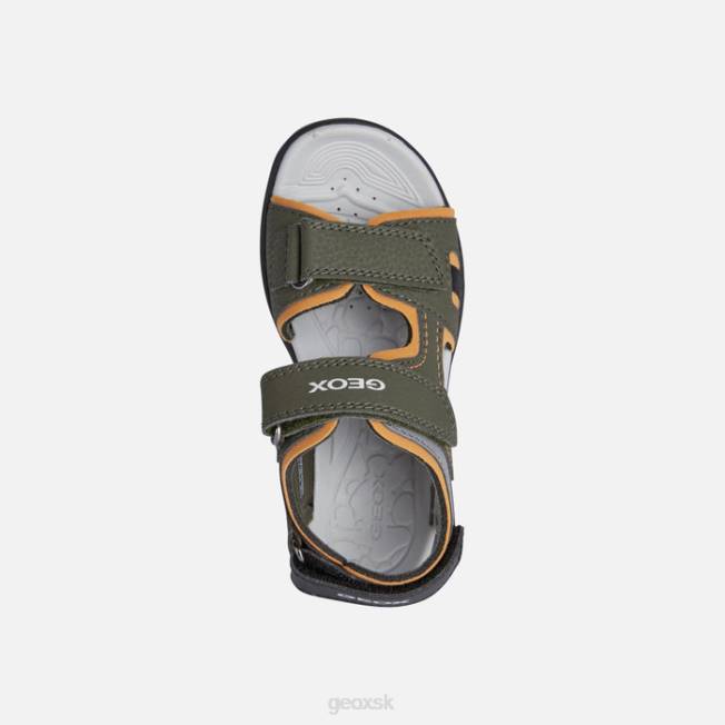 8ZHJ1313 vojenský/oranžový Geox vaniett chlapec