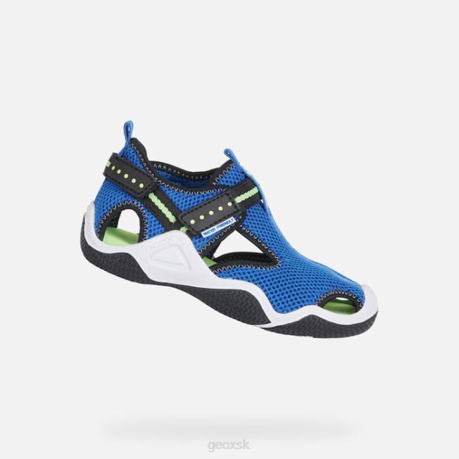 8ZHJ1348 kráľovská/fluozelená Geox brodivý junior