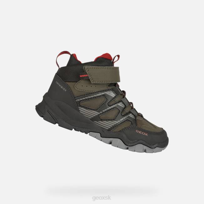 8ZHJ1274 vojenská/čierna Geox montrack abx chlapec