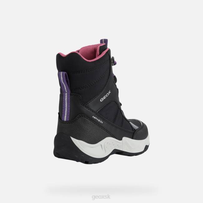 8ZHJ7 čierna/fuchsiová Geox sentiero abx dievča