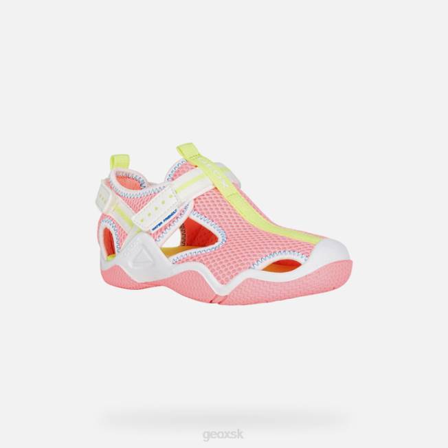 8ZHJ1047 fluo fuchsiová/biela Geox brodivý junior