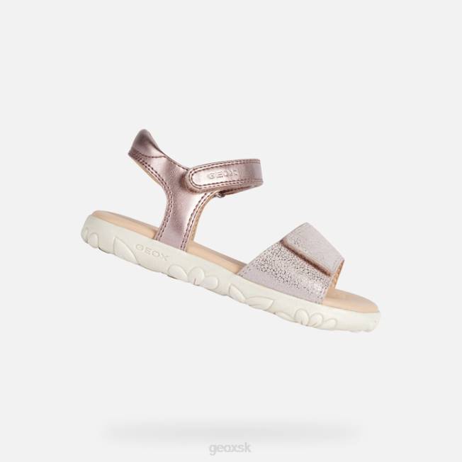 8ZHJ1058 svetlá ruža Geox sandále haiti dievča