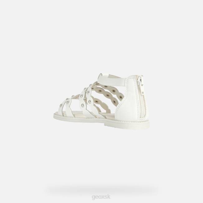 8ZHJ1105 biely Geox sandále karly dievča