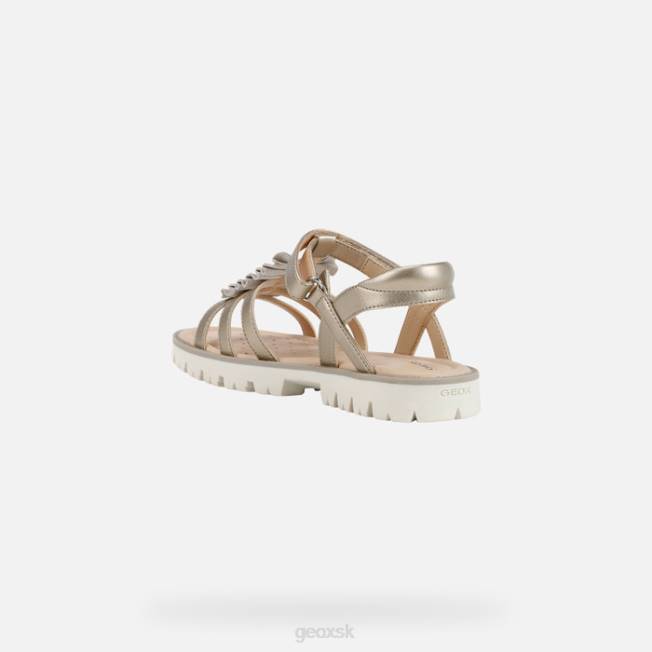 8ZHJ1938 platina Geox sandále starblush dievča