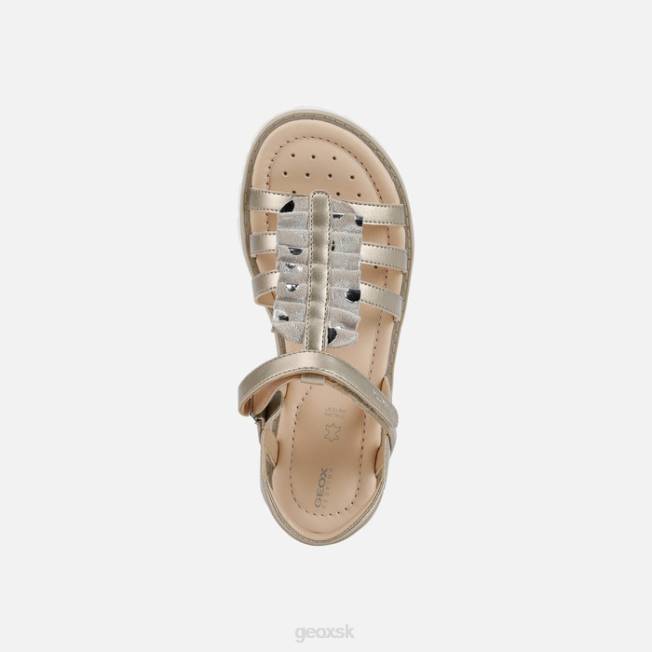 8ZHJ1938 platina Geox sandále starblush dievča