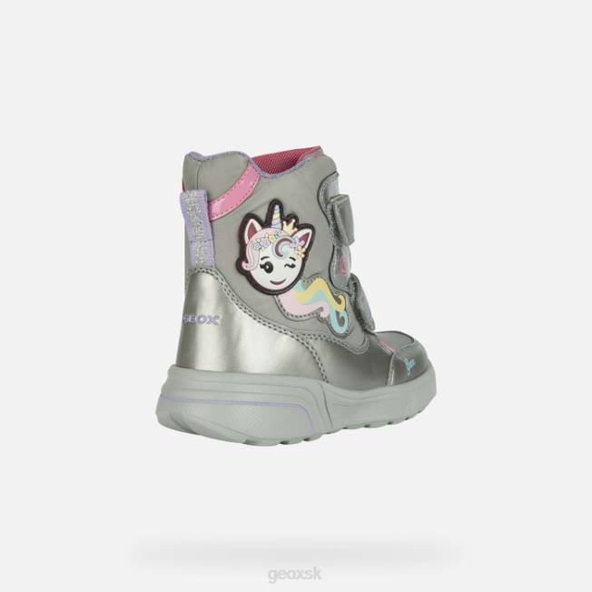 8ZHJ1186 tmavé striebro/fuchsiová Geox sveggen abx dievča