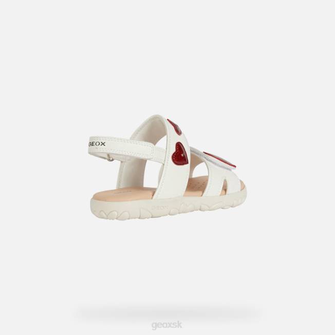 8ZHJ1880 biela/červená Geox sandále haiti dievča