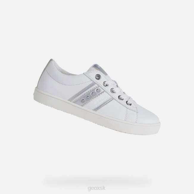 8ZHJ1861 biela/strieborná Geox dievča kathe