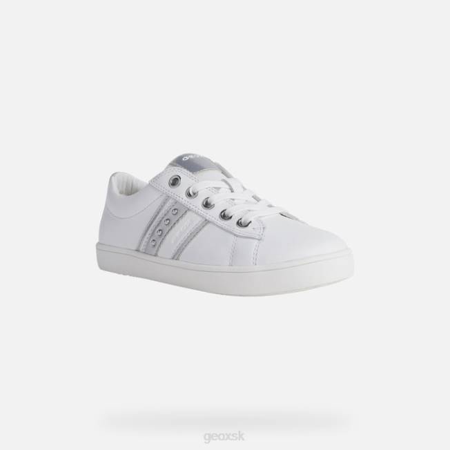 8ZHJ1861 biela/strieborná Geox dievča kathe