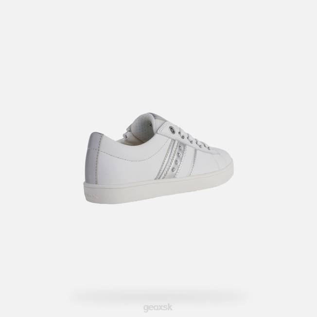 8ZHJ1861 biela/strieborná Geox dievča kathe