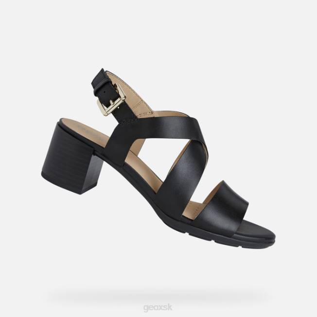 8ZHJ588 čierna Geox marykarmen mid sandal woman
