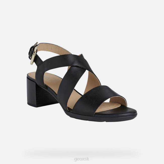 8ZHJ588 čierna Geox marykarmen mid sandal woman
