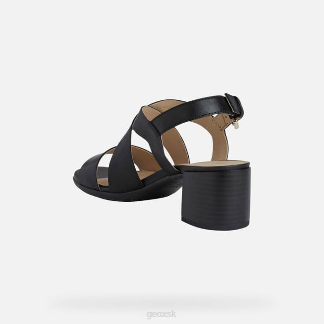 8ZHJ588 čierna Geox marykarmen mid sandal woman