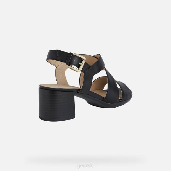 8ZHJ588 čierna Geox marykarmen mid sandal woman